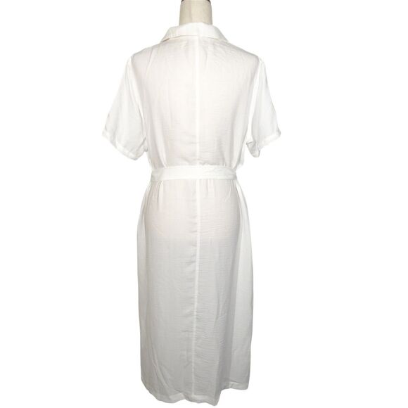 Halara White Button Up Side Pocket Midi Dress Size Large READ READ READ - Picture 7 of 9